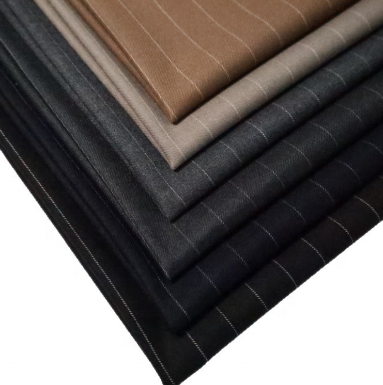 Premium Polyester Viscose Spandex Striped Suiting Fabric for Thobe Dress